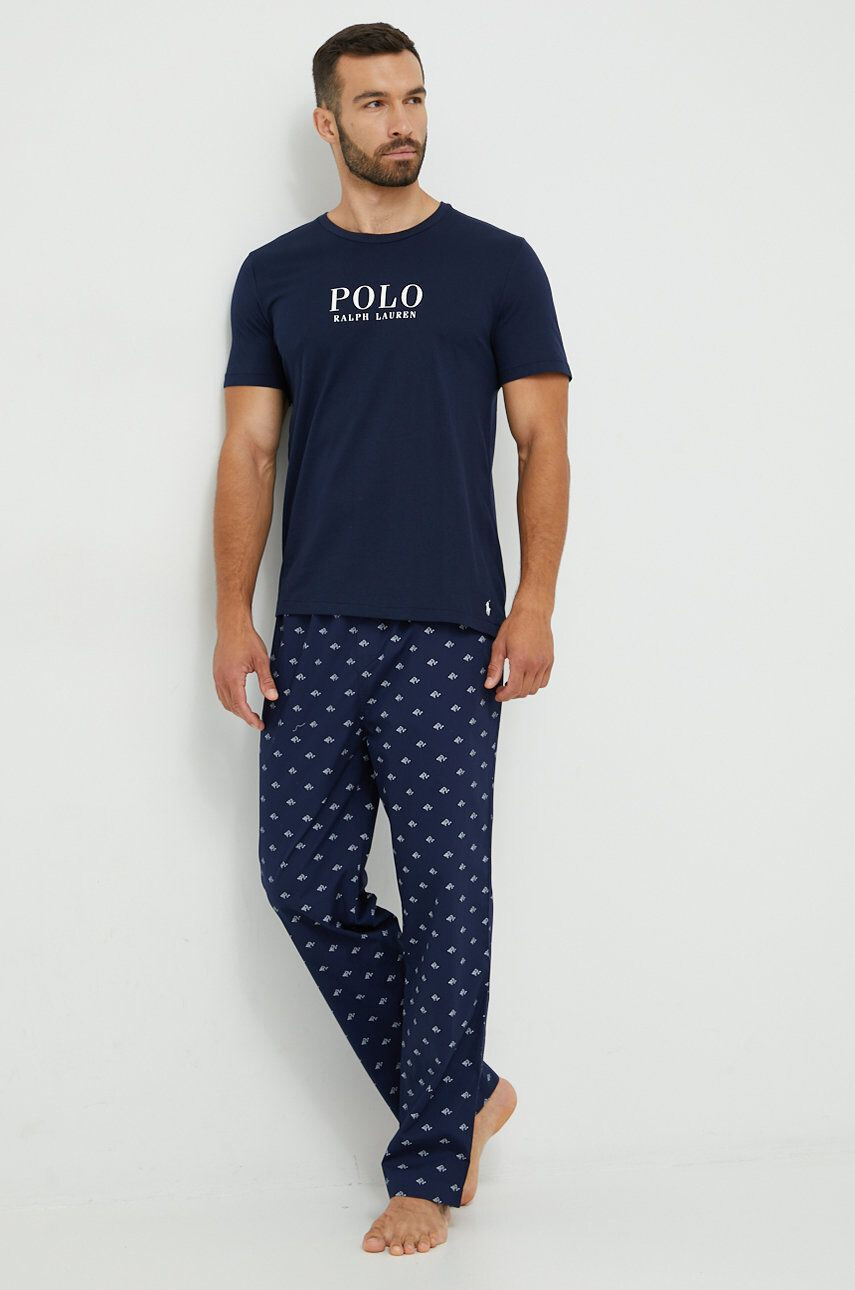 Polo Ralph Lauren Bavlněné pyžamové kalhoty tmavomodrá barva - Pepit.cz