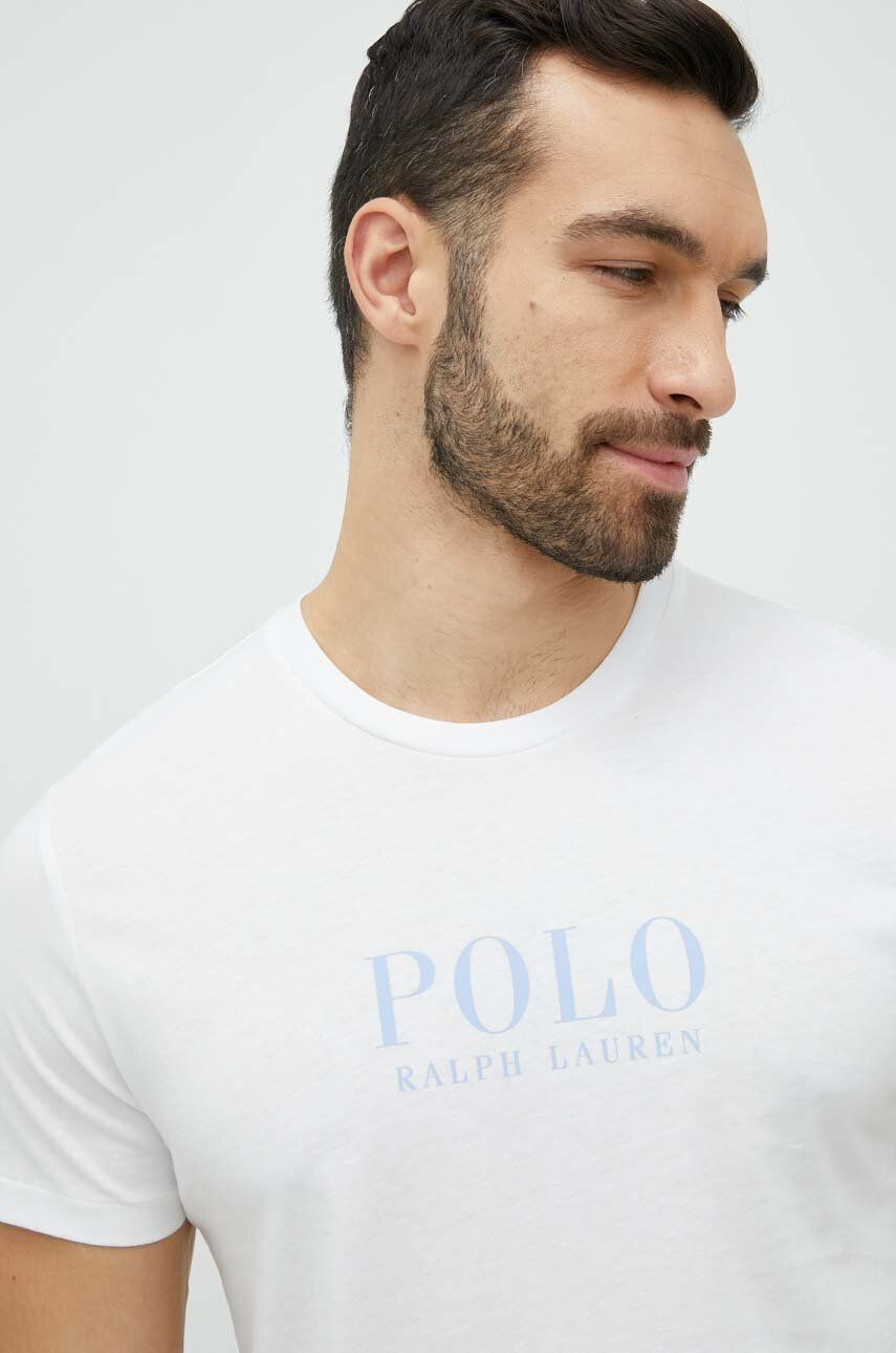 Polo Ralph Lauren Bavlněné pyžamové tričko bílá barva s potiskem - Pepit.cz