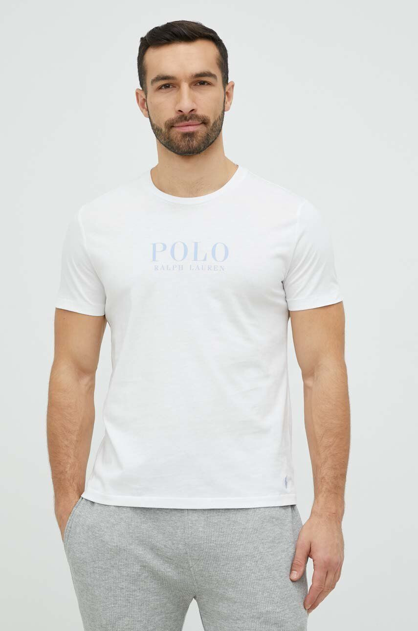 Polo Ralph Lauren Bavlněné pyžamové tričko bílá barva s potiskem - Pepit.cz