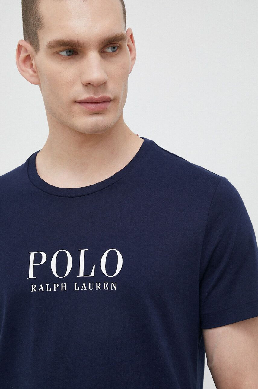 Polo Ralph Lauren Bavlněné pyžamové tričko tmavomodrá barva s potiskem - Pepit.cz