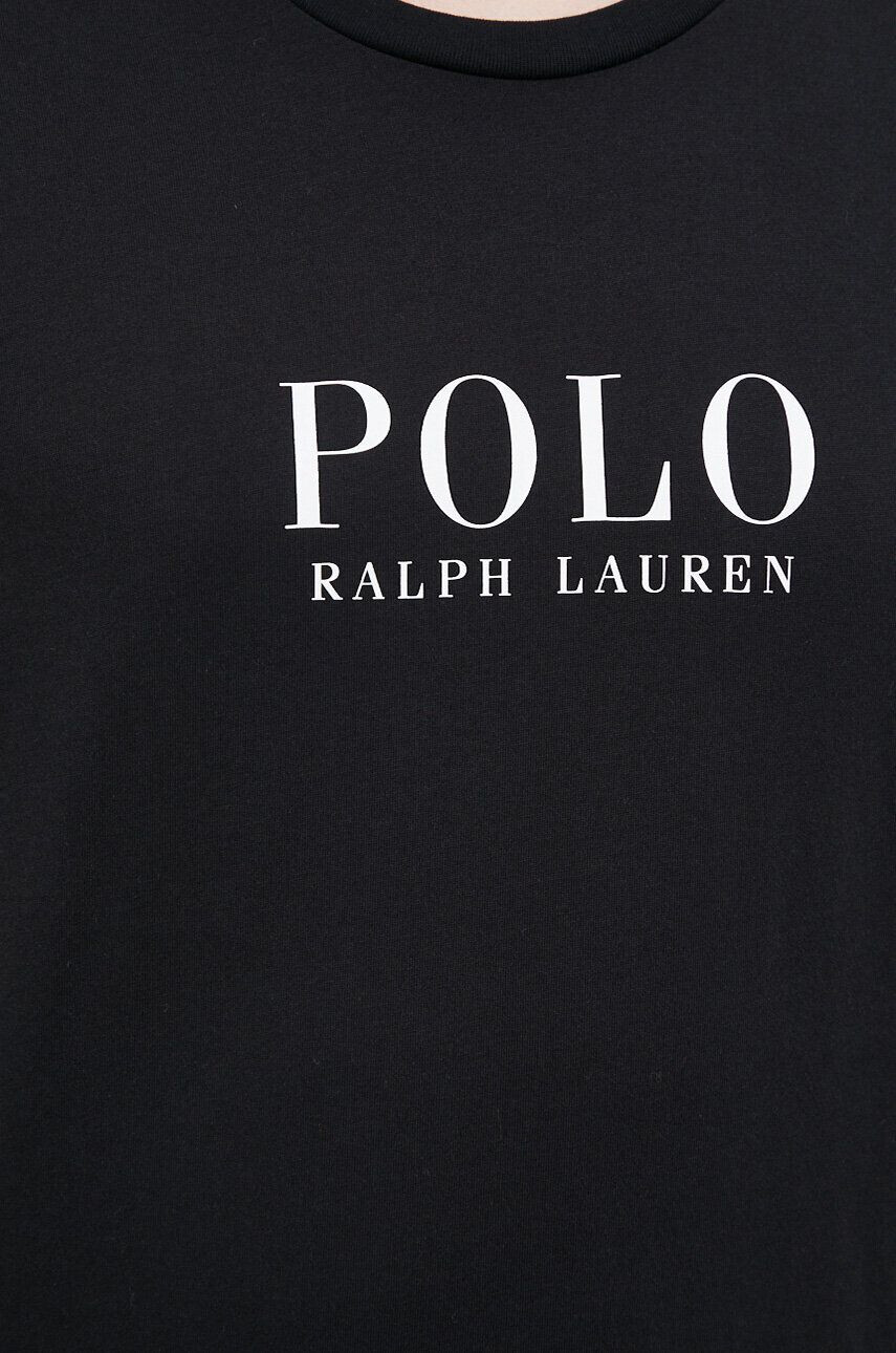 Polo Ralph Lauren Bavlněné pyžamové tričko černá barva s potiskem - Pepit.cz