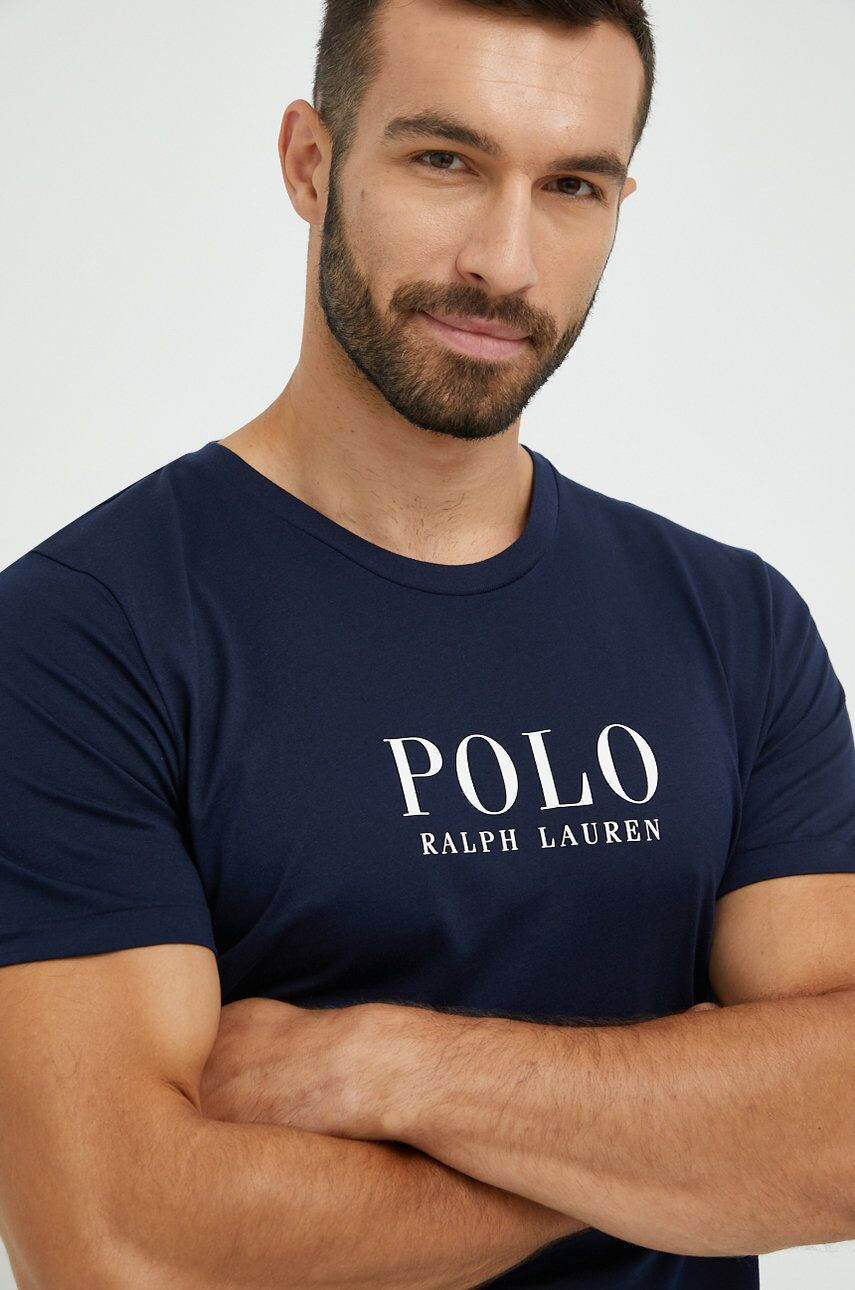 Polo Ralph Lauren Bavlněné pyžamové tričko tmavomodrá barva s potiskem - Pepit.cz