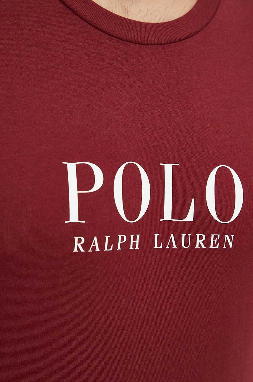 Polo Ralph Lauren Bavlněné pyžamové tričko vínová barva s potiskem - Pepit.cz