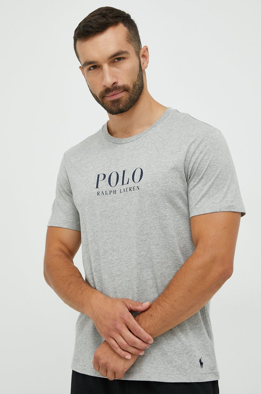 Polo Ralph Lauren Bavlněné pyžamové tričko vínová barva s potiskem - Pepit.cz