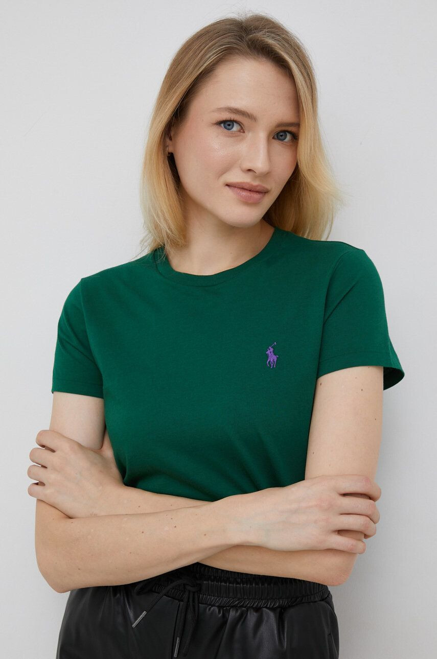 Polo Ralph Lauren Bavlněné tričko zelená barva - Pepit.cz