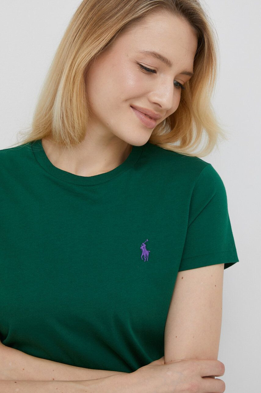 Polo Ralph Lauren Bavlněné tričko zelená barva - Pepit.cz