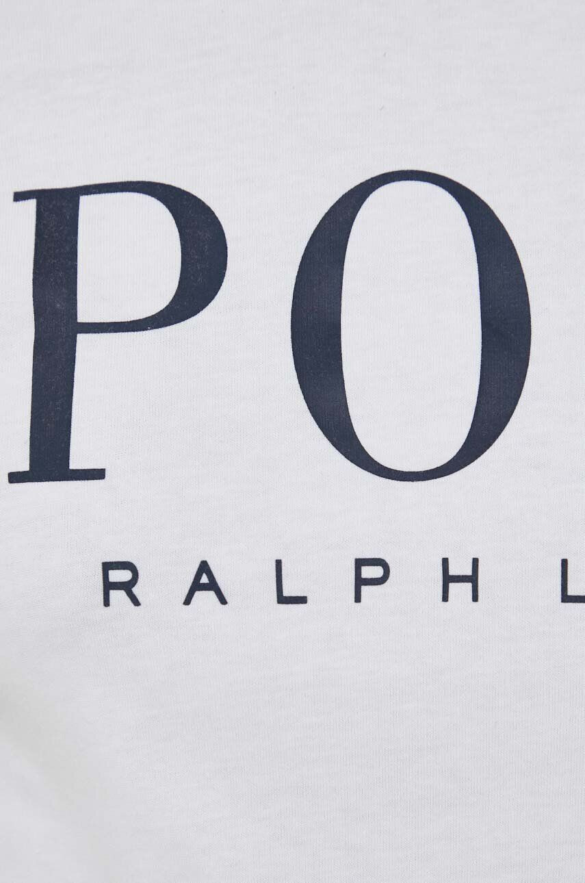 Polo Ralph Lauren Bavlněné tričko bílá barva s potiskem - Pepit.cz