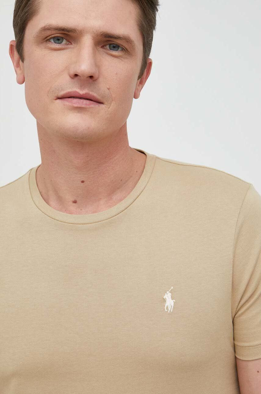 Polo Ralph Lauren Bavlněné tričko béžová barva - Pepit.cz