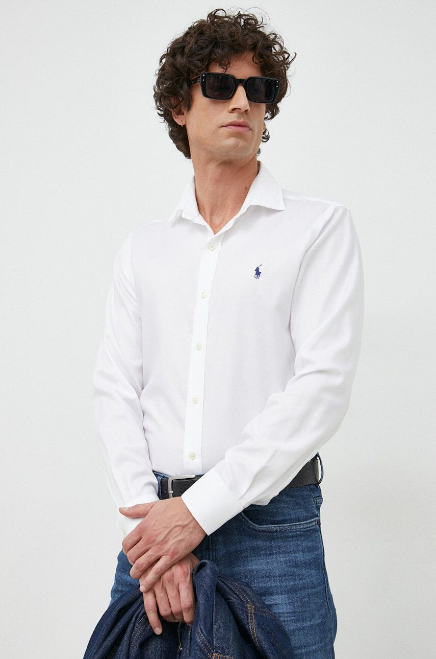 Polo Ralph Lauren Bavlněné tričko tyrkysová barva slim s límečkem button-down - Pepit.cz