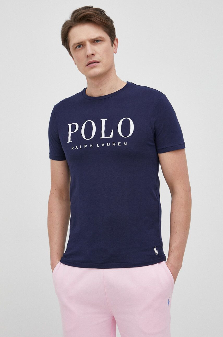 Polo Ralph Lauren Bavlněné tričko tmavomodrá barva hladký - Pepit.cz