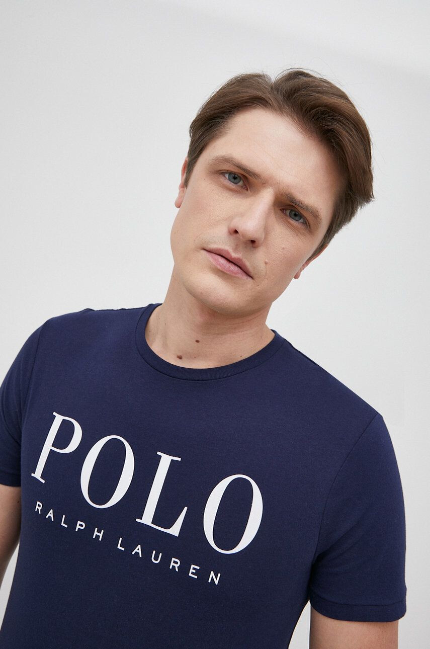 Polo Ralph Lauren Bavlněné tričko tmavomodrá barva hladký - Pepit.cz