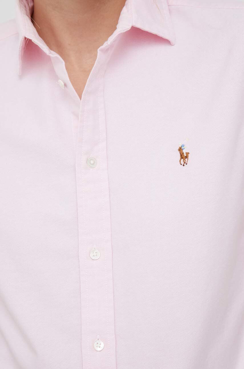 Polo Ralph Lauren Bavlněná košile růžová barva regular s klasickým límcem - Pepit.cz