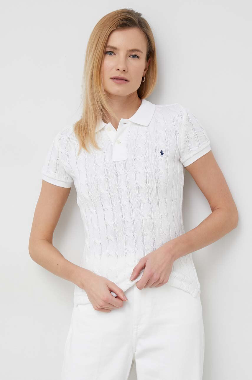 Polo Ralph Lauren Bavlněné polo tričko bílá barva - Pepit.cz