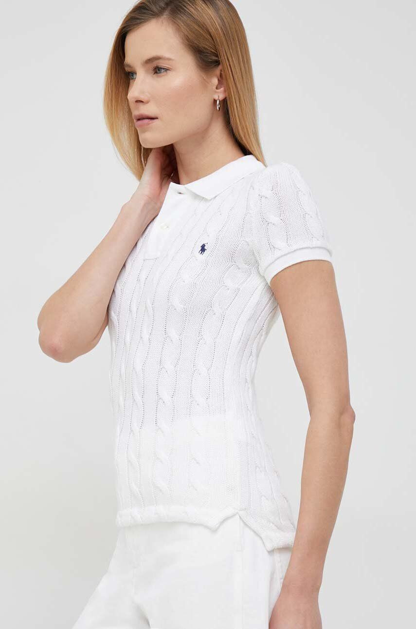 Polo Ralph Lauren Bavlněné polo tričko bílá barva - Pepit.cz