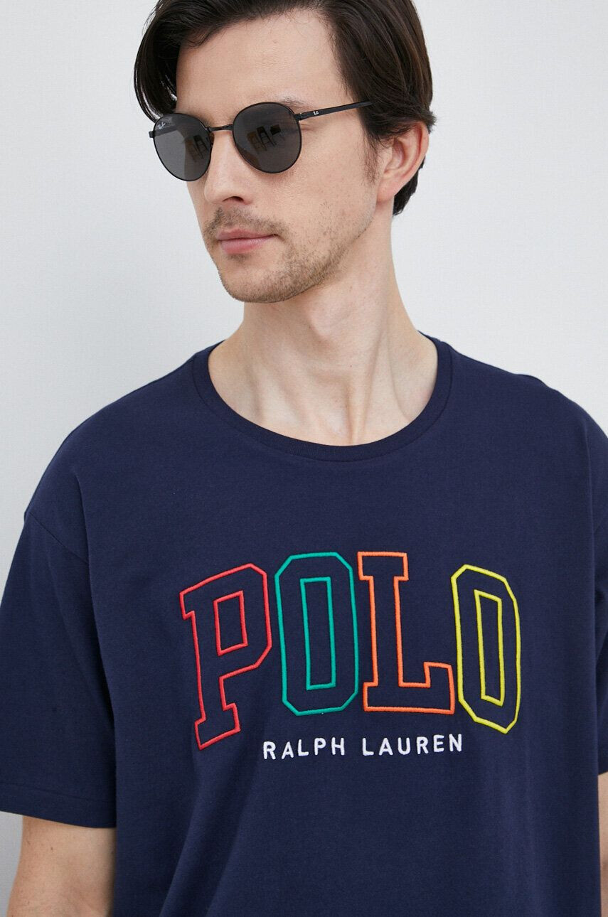 Polo Ralph Lauren Bavlněné tričko tmavomodrá barva s aplikací - Pepit.cz