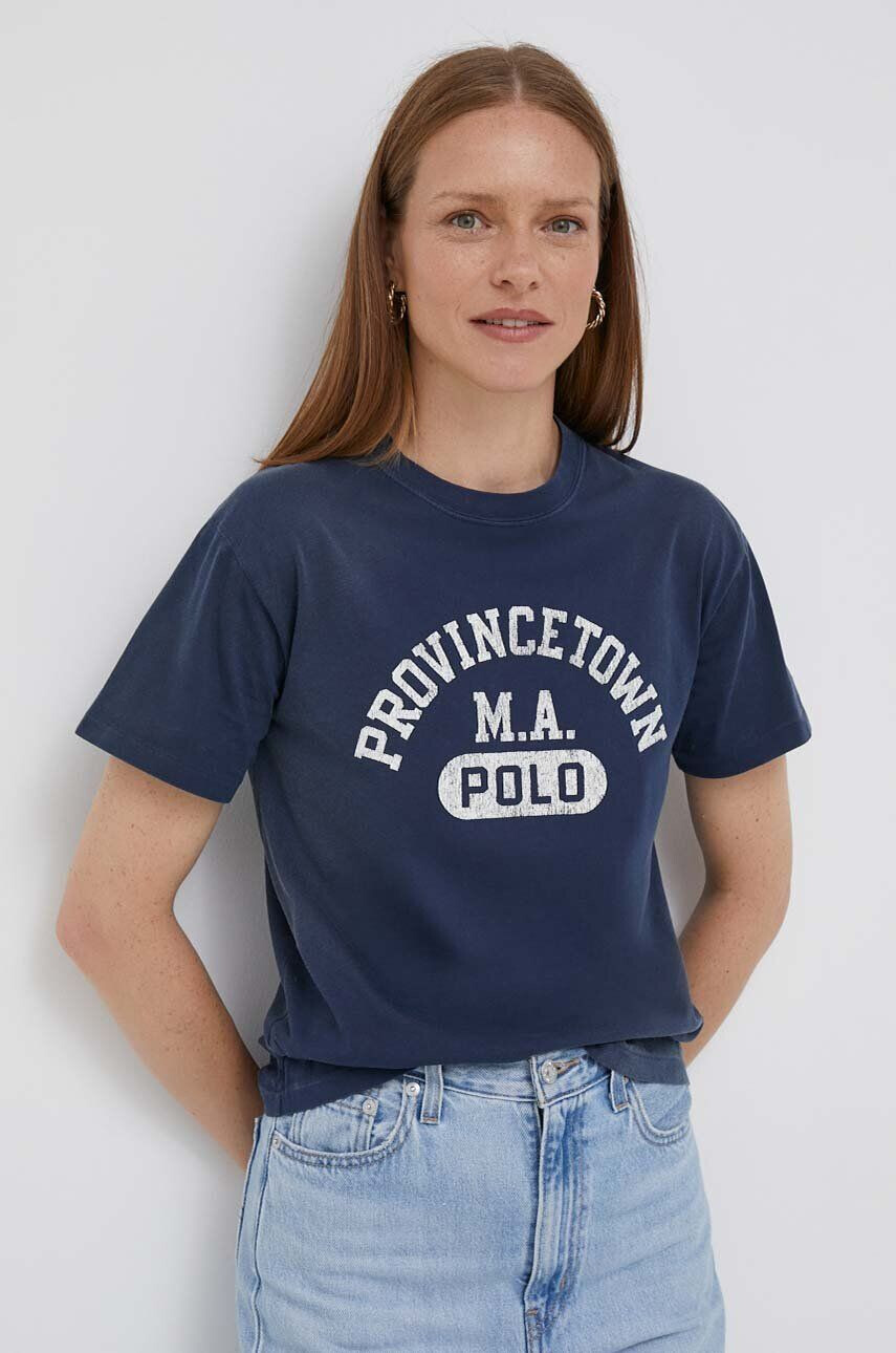 Polo Ralph Lauren Bavlněné tričko tmavomodrá barva - Pepit.cz