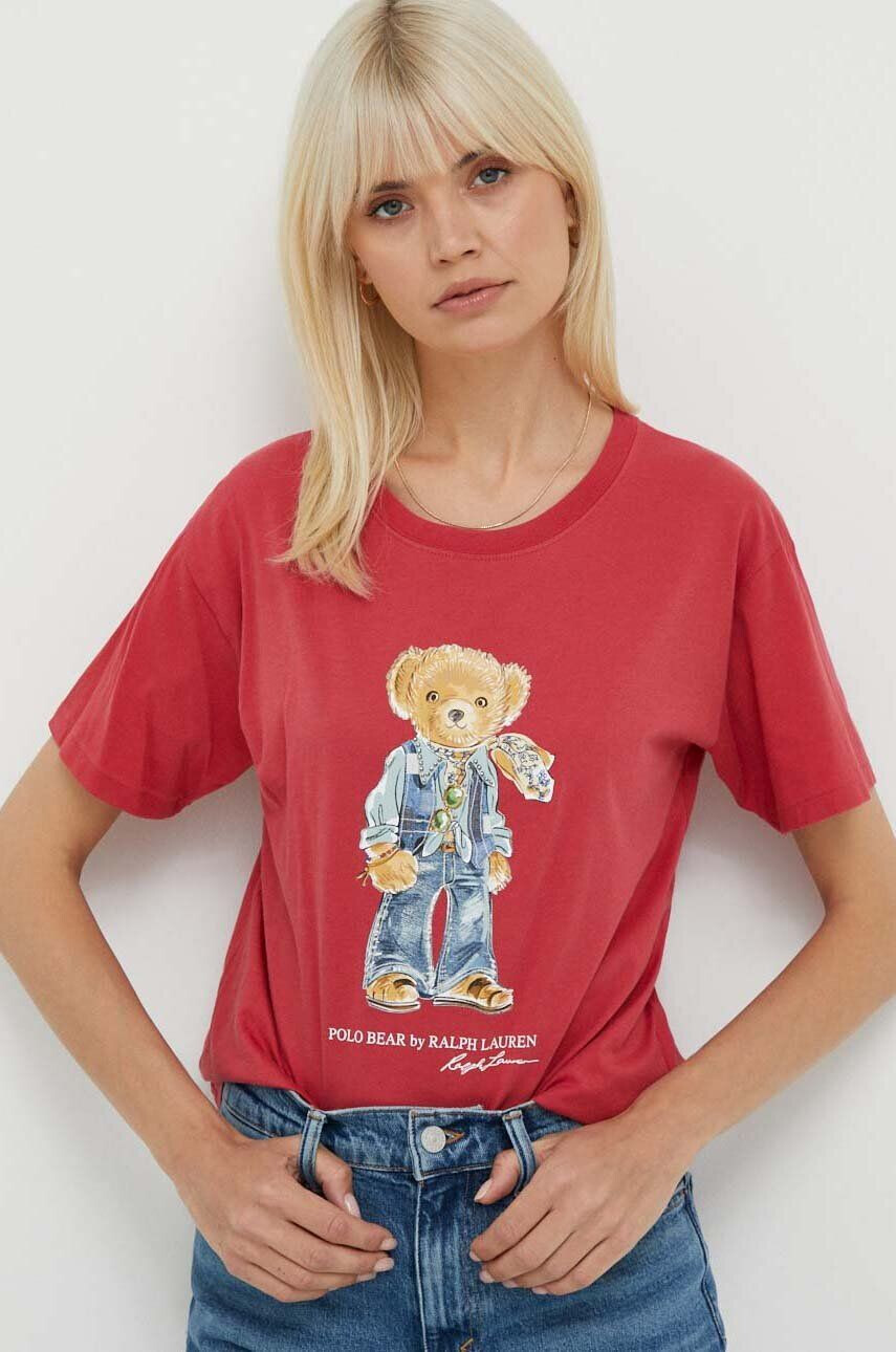 Polo Ralph Lauren Bavlněné tričko červená barva - Pepit.cz