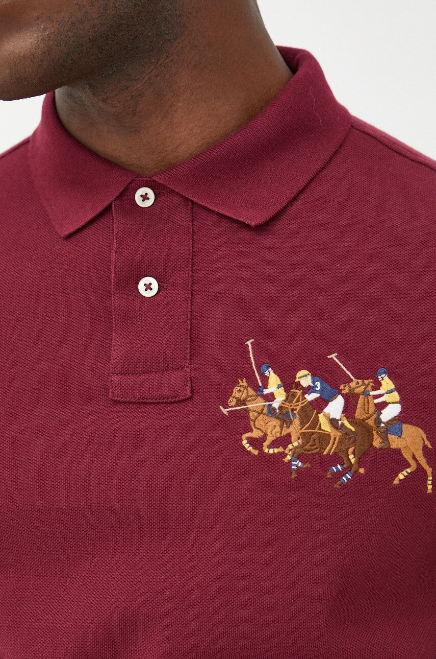 Polo Ralph Lauren Bavlněné tričko s dlouhým rukávem vínová barva - Pepit.cz