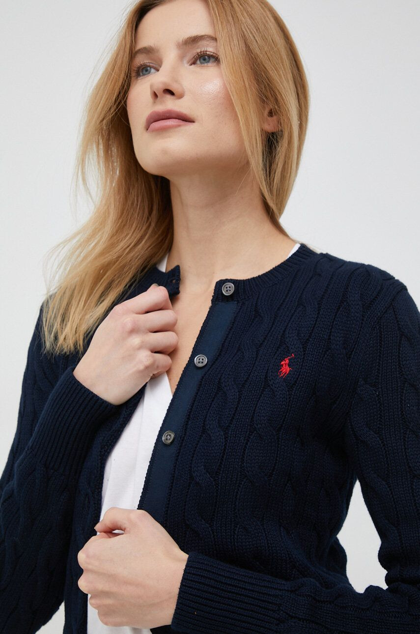 Polo Ralph Lauren Bavlněný kardigan tmavomodrá barva - Pepit.cz