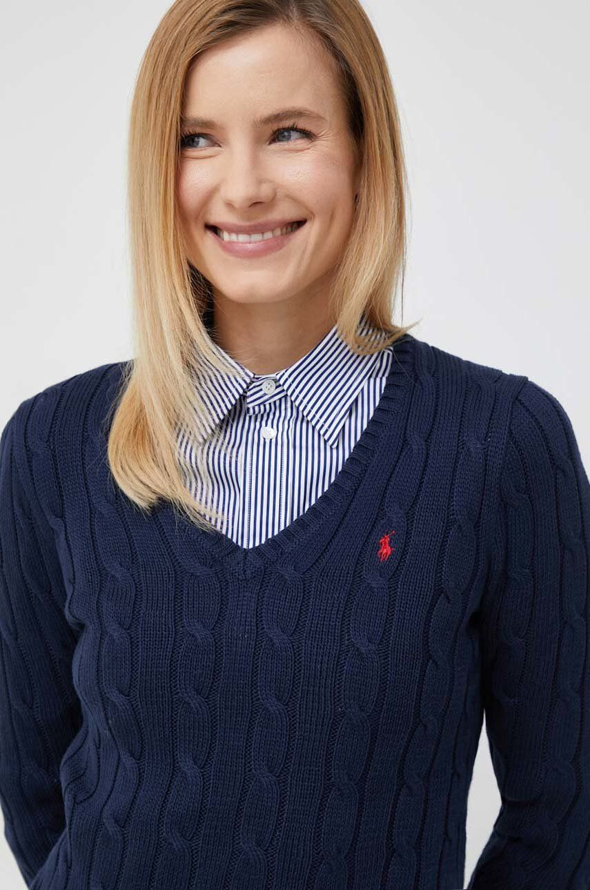 Polo Ralph Lauren Bavlněný svetr tmavomodrá barva lehký - Pepit.cz