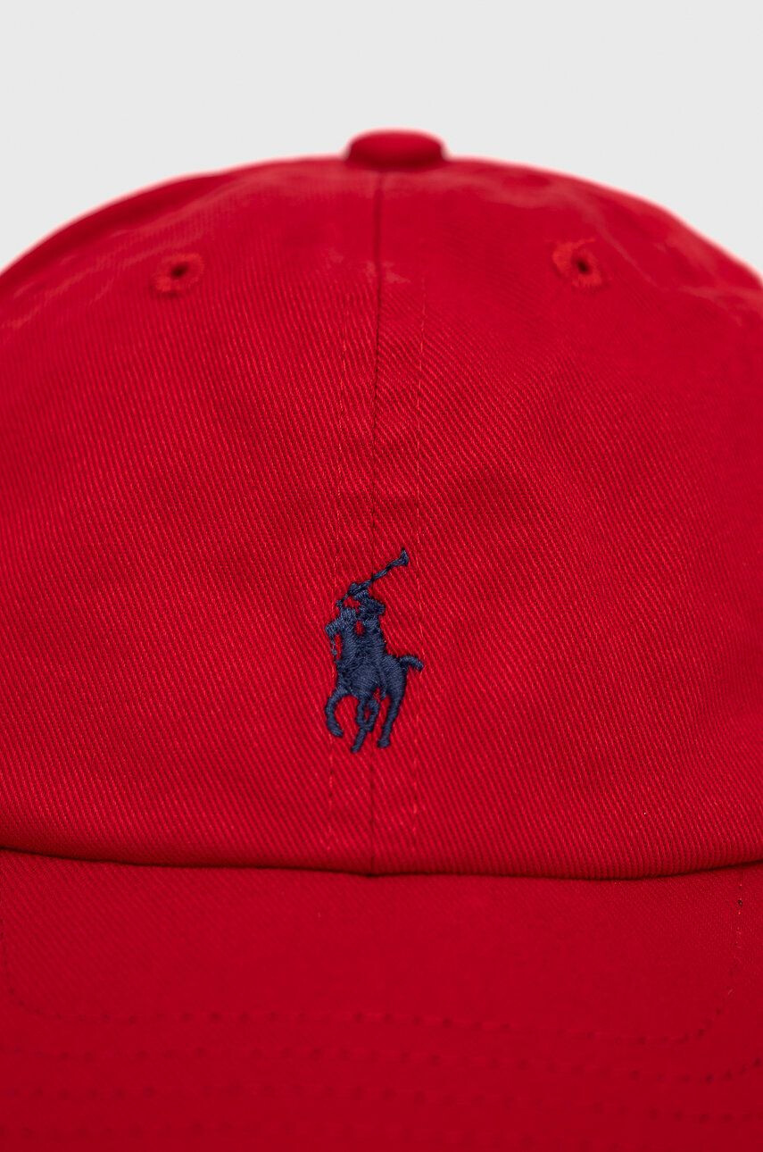 Polo Ralph Lauren Dětská bavlněná čepice červená barva hladká - Pepit.cz