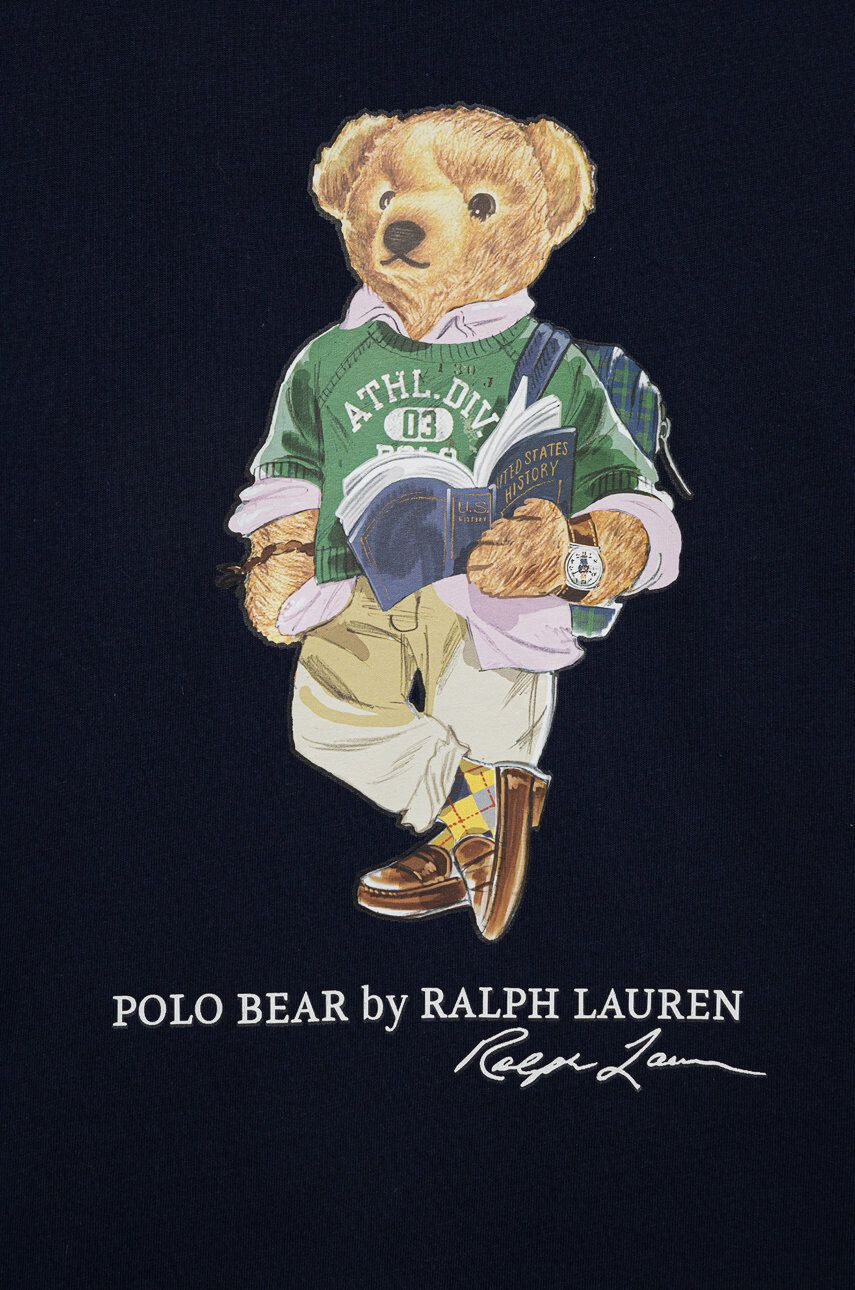 Polo Ralph Lauren Dětská bavlněná košile s dlouhým rukávem tmavomodrá barva s potiskem - Pepit.cz