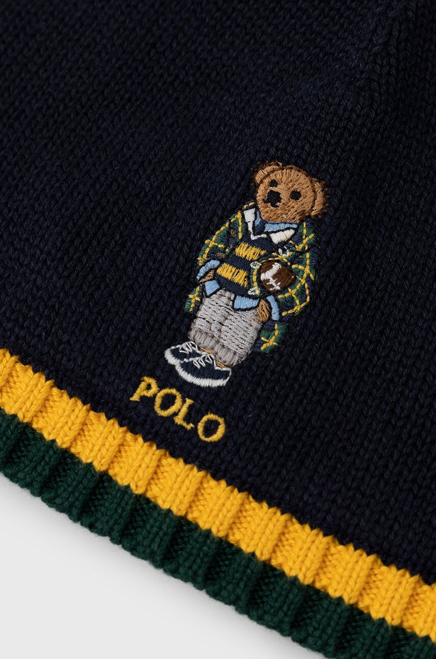 Polo Ralph Lauren Dětska čepice tmavomodrá barva z tenké pleteniny - Pepit.cz