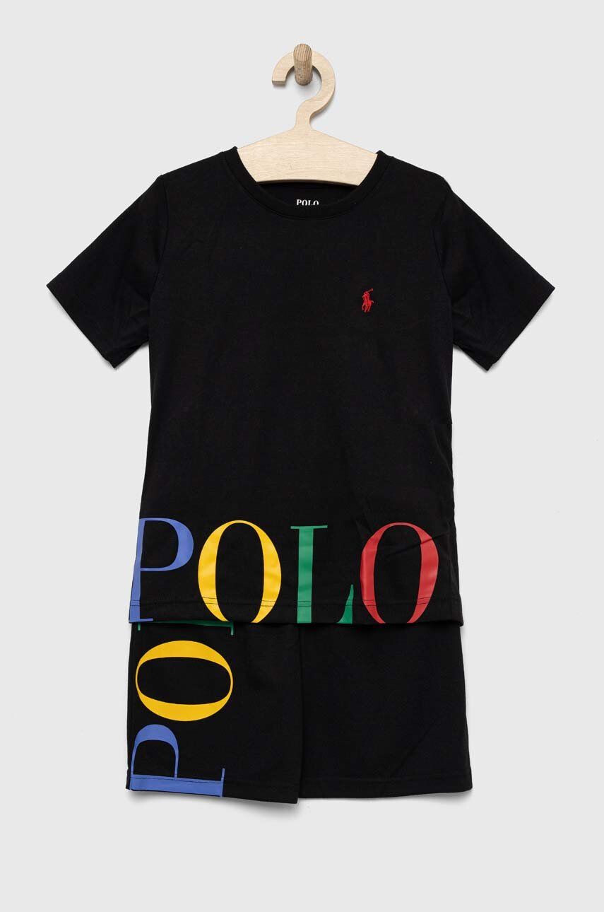 Polo Ralph Lauren Dětské pyžamo černá barva s potiskem - Pepit.cz