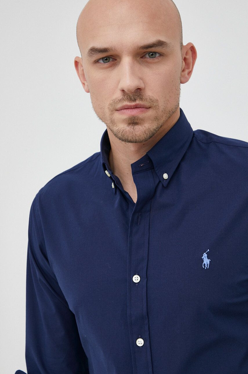 Polo Ralph Lauren Košile pánská tmavomodrá barva slim s límečkem button-down - Pepit.cz