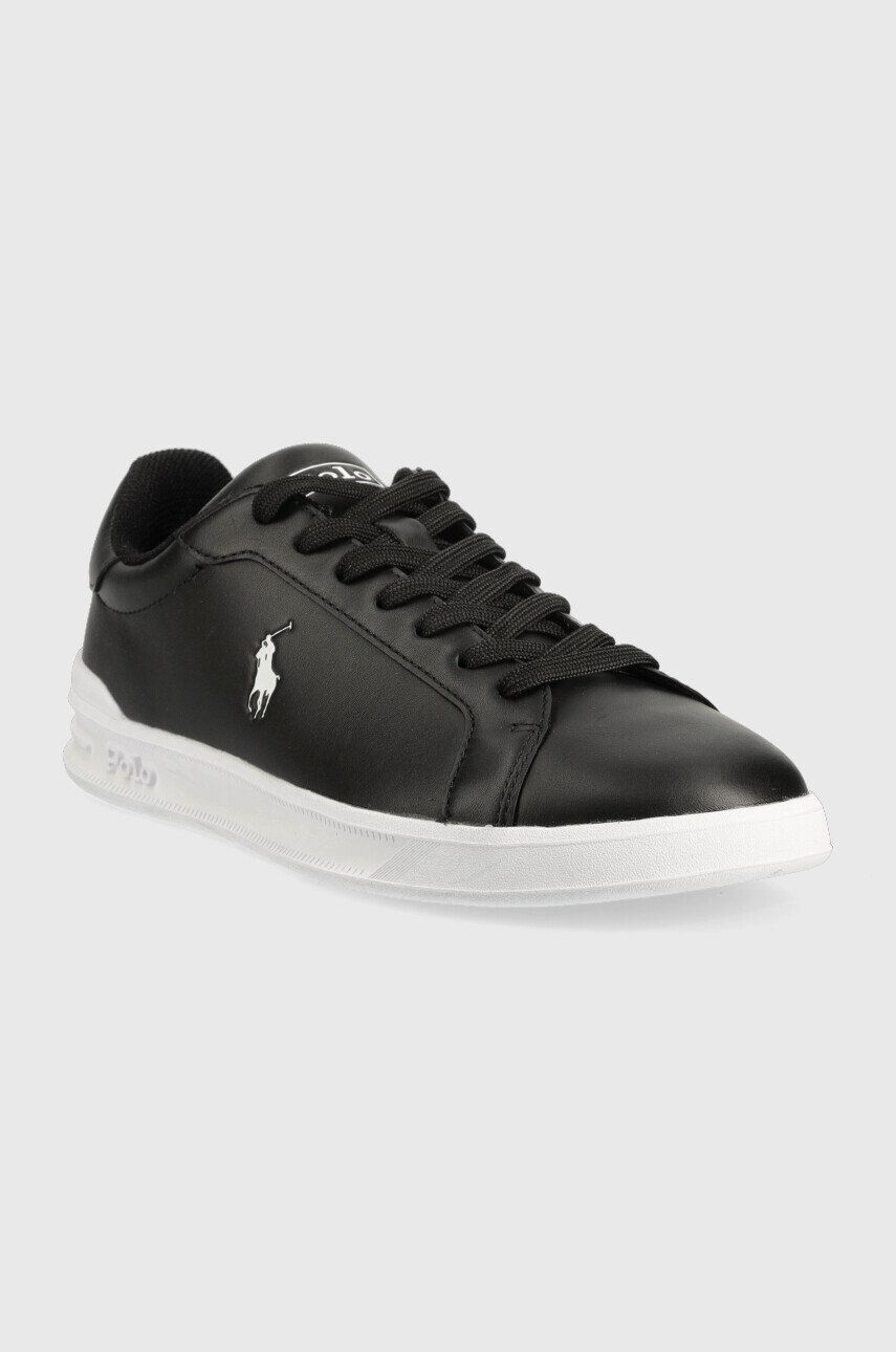 Polo Ralph Lauren Kožené sneakers boty Hrt Ct Ii černá barva - Pepit.cz