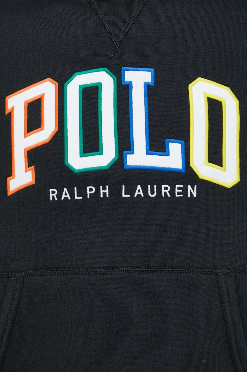 Polo Ralph Lauren Mikina pánská černá barva s kapucí s aplikací - Pepit.cz