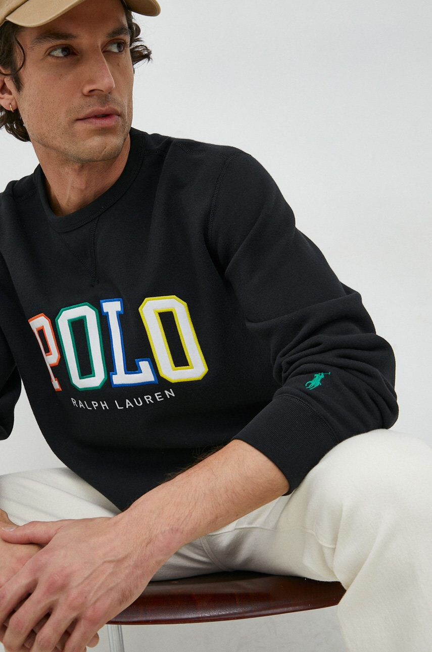 Polo Ralph Lauren Mikina pánská černá barva s aplikací - Pepit.cz