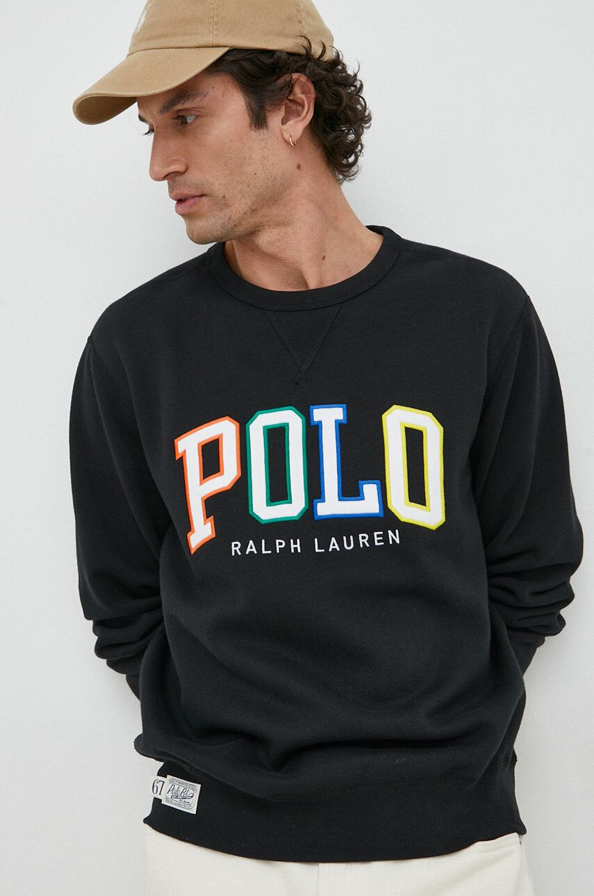 Polo Ralph Lauren Mikina pánská černá barva s aplikací - Pepit.cz