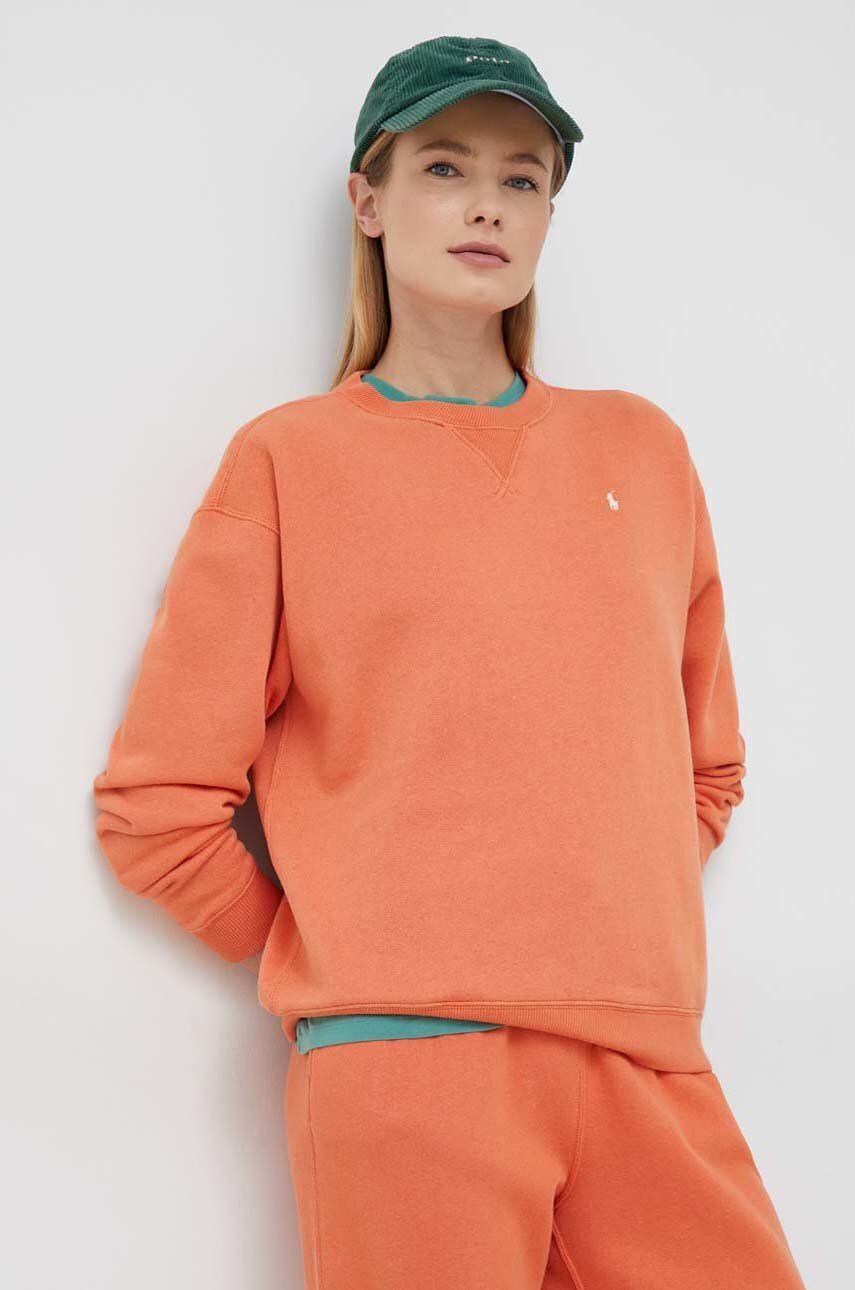 Polo Ralph Lauren Mikina dámská oranžová barva hladká - Pepit.cz