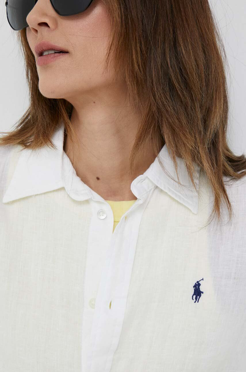 Polo Ralph Lauren Plátěná košile bílá barva regular s klasickým límcem - Pepit.cz