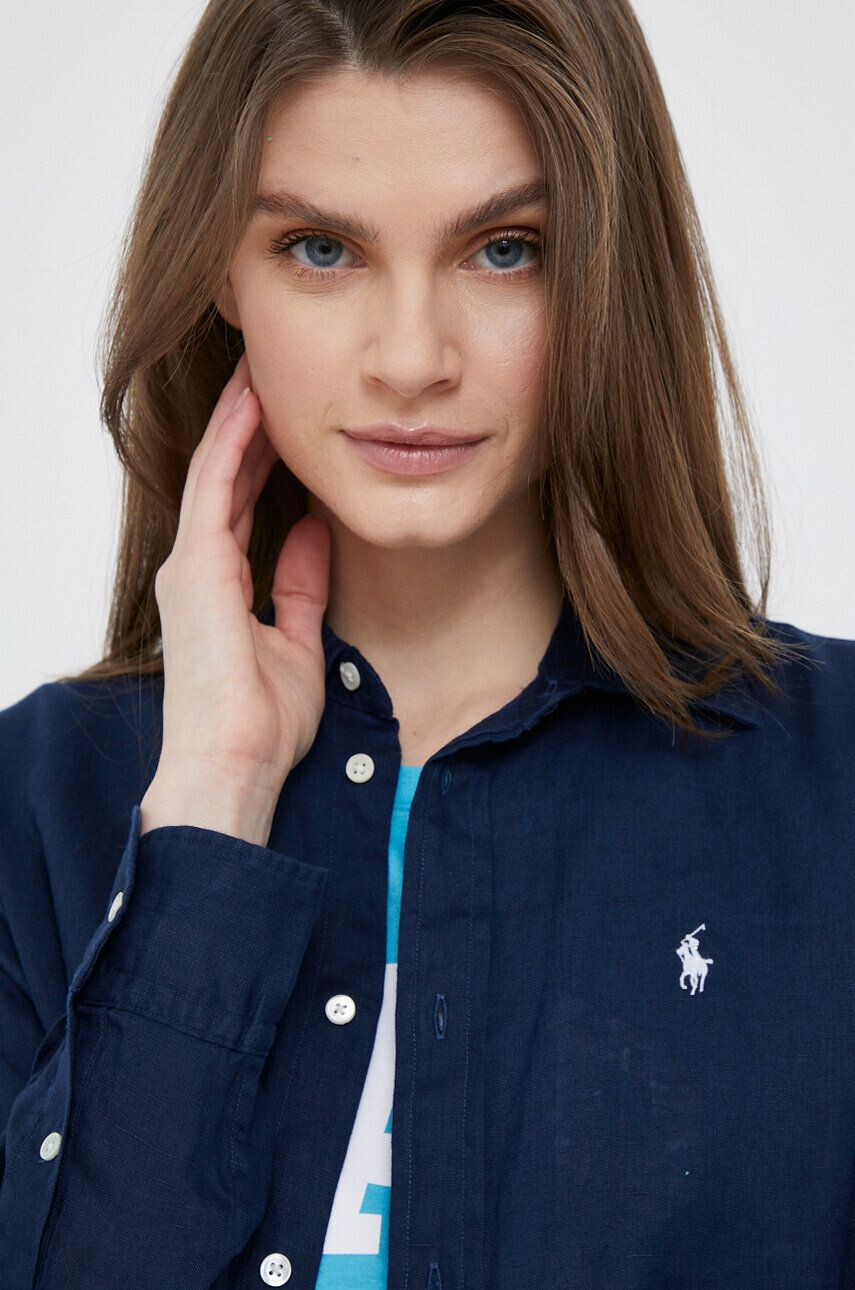 Polo Ralph Lauren Plátěná košile tmavomodrá barva regular s klasickým límcem - Pepit.cz