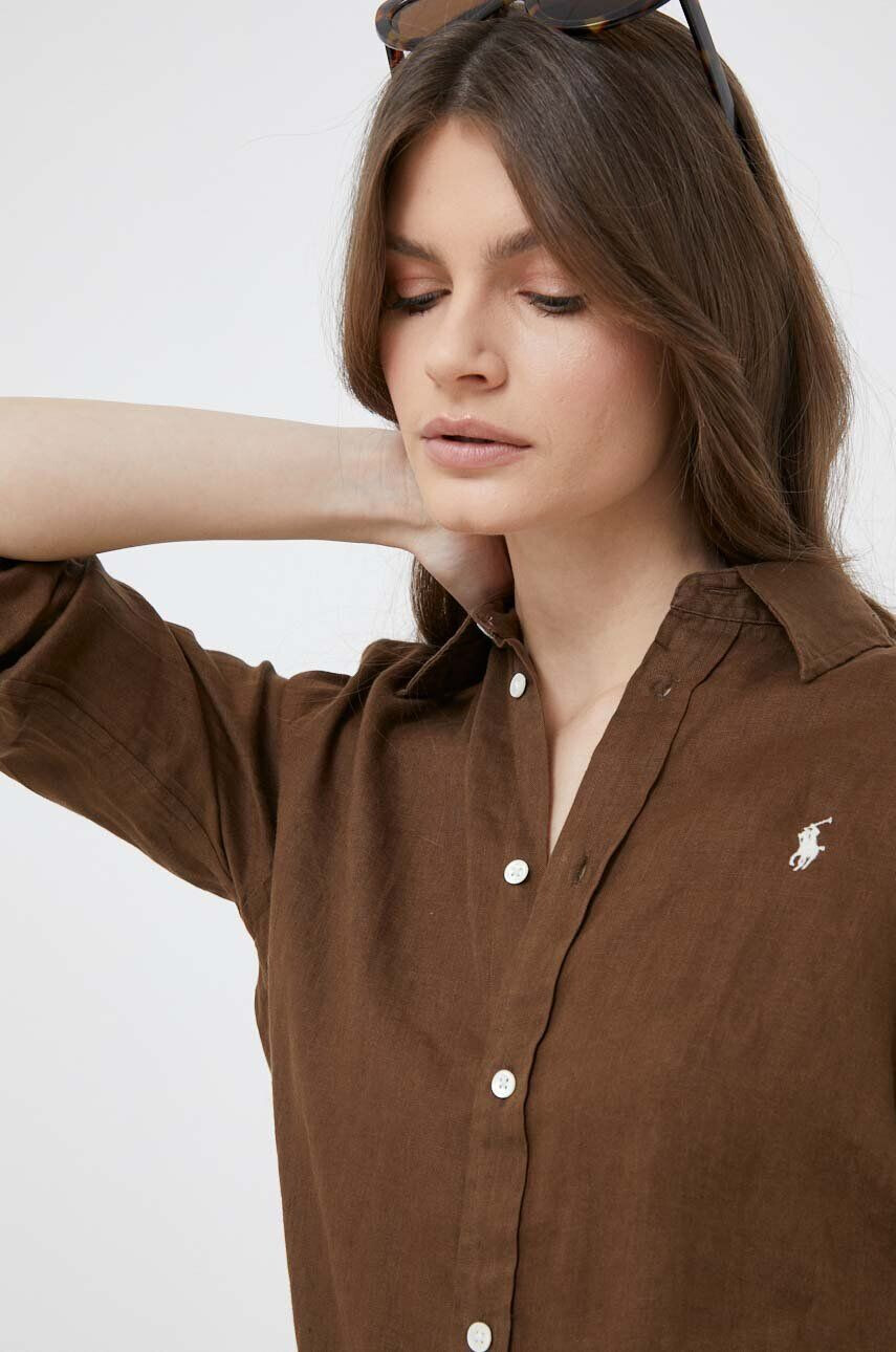 Polo Ralph Lauren Plátěná košile tmavomodrá barva slim s límečkem button-down - Pepit.cz