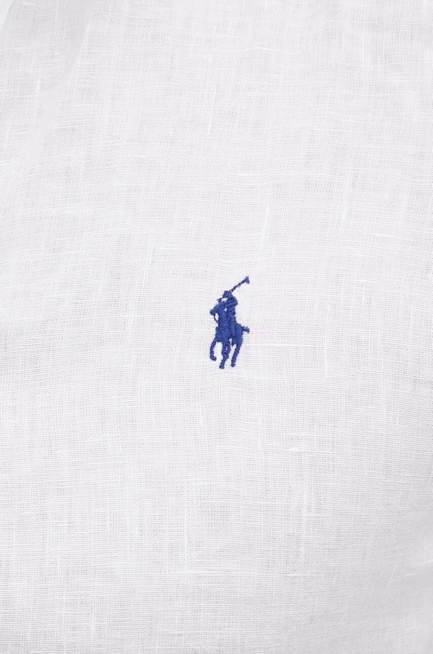 Polo Ralph Lauren Plátěná košile pánská bílá barva slim s límečkem button-down - Pepit.cz