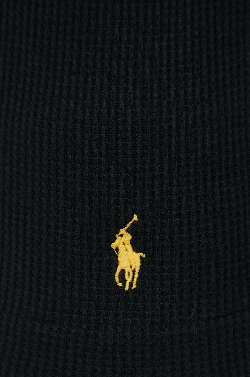 Polo Ralph Lauren Pyžamové tričko s dlouhým rukávem černá barva s potiskem - Pepit.cz