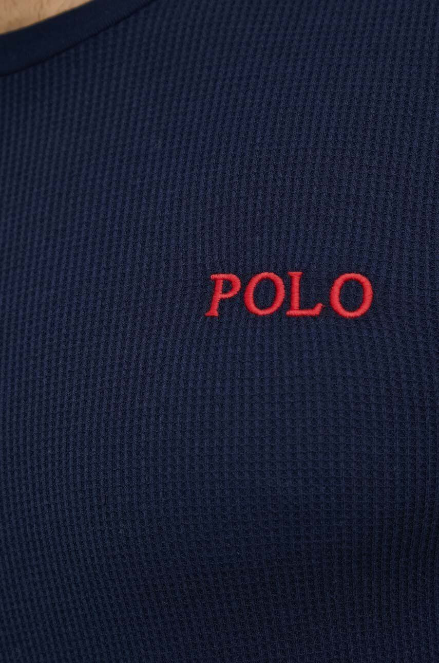 Polo Ralph Lauren Pyžamové tričko s dlouhým rukávem tmavomodrá barva s potiskem - Pepit.cz