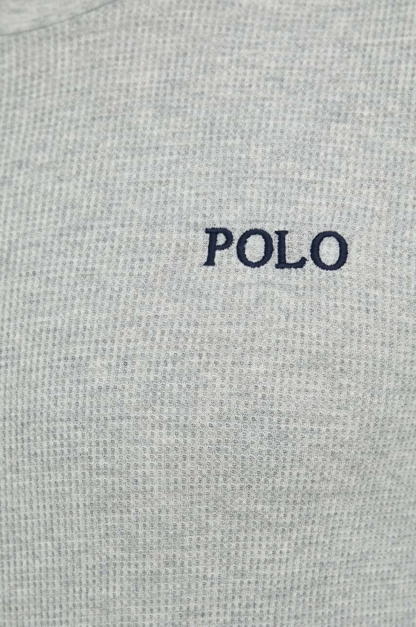 Polo Ralph Lauren Pyžamové tričko s dlouhým rukávem šedá barva s potiskem - Pepit.cz