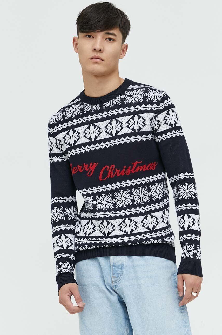 Produkt by Jack & Jones Bavlněný svetr pánský tmavomodrá barva lehký - Pepit.cz