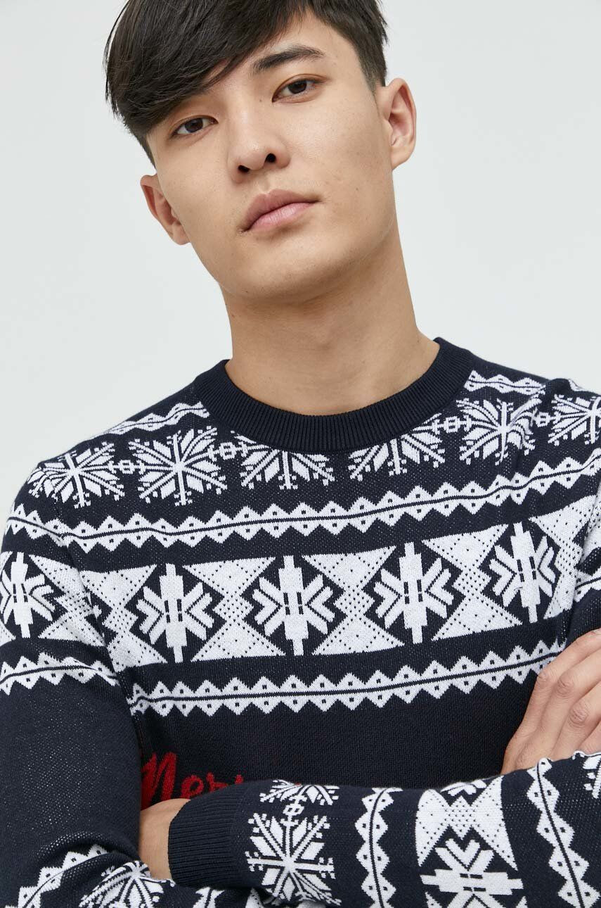 Produkt by Jack & Jones Bavlněný svetr pánský tmavomodrá barva lehký - Pepit.cz