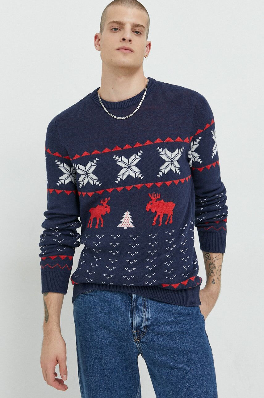 Produkt by Jack & Jones Svetr pánský tmavomodrá barva lehký - Pepit.cz