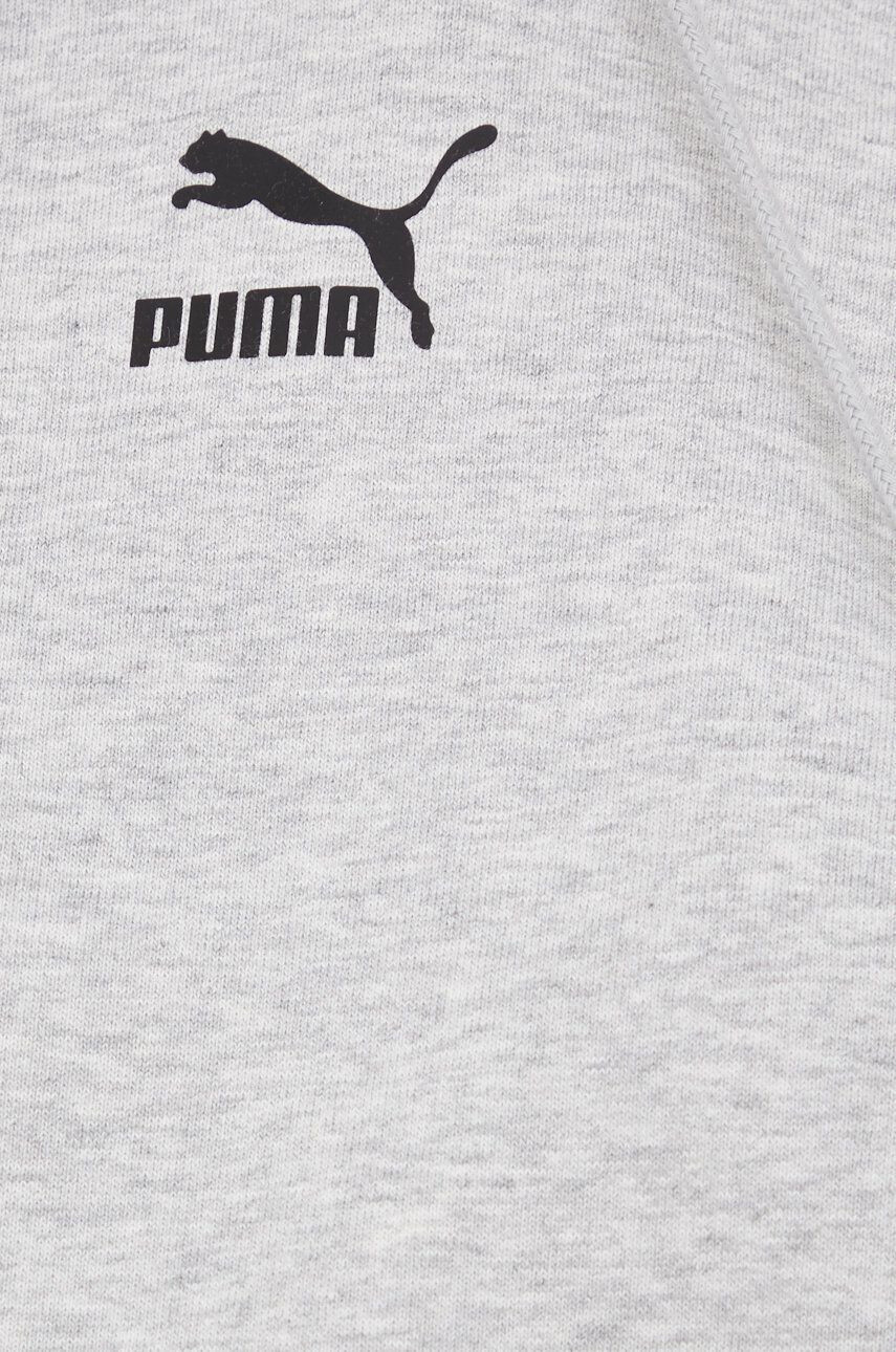 Puma Bavlněná mikina dámská šedá barva s kapucí s potiskem - Pepit.cz