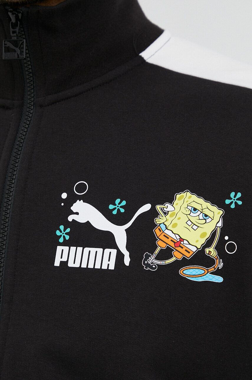 Puma Bavlněná mikina X SPONGEBOB pánská černá barva s potiskem - Pepit.cz