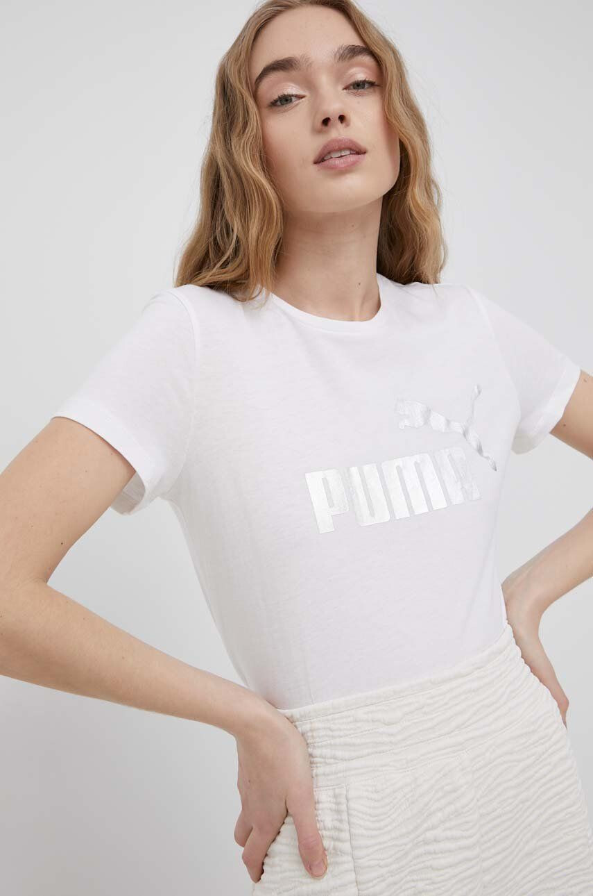 Puma Bavlněné tričko 848303 bílá barva - Pepit.cz