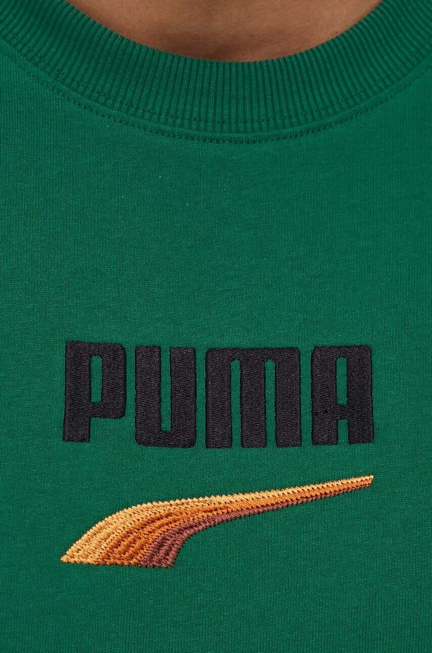 Puma Bavlněné tričko zelená barva s aplikací 538248-37 - Pepit.cz