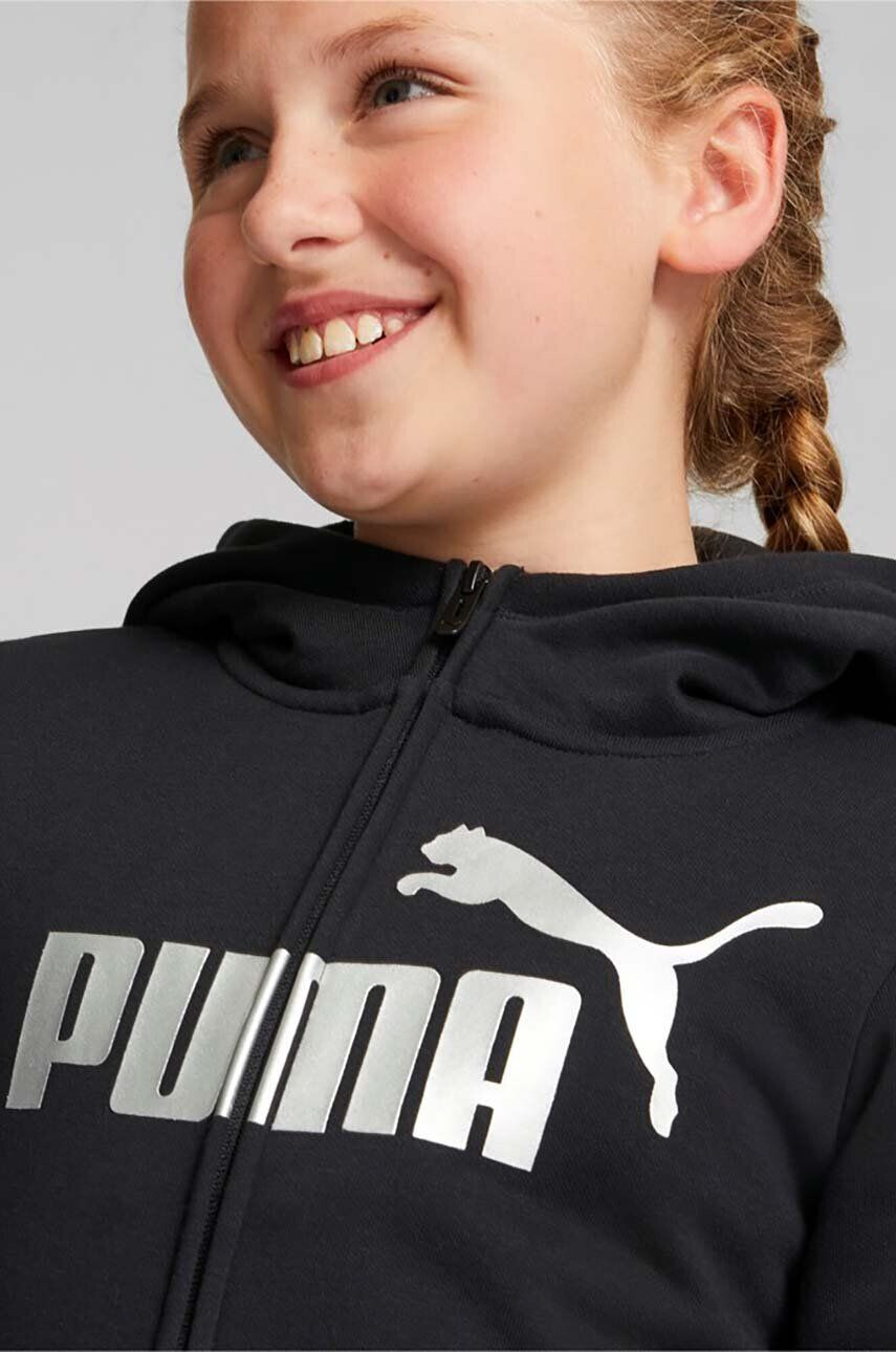 Puma Dětská mikina černá barva s potiskem - Pepit.cz