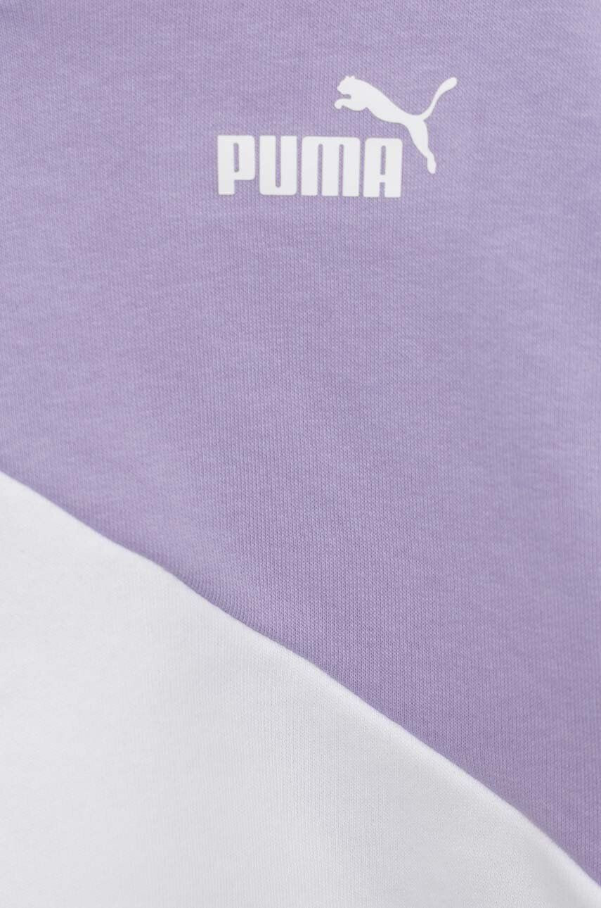 Puma Dětská mikina POWER Cat Hoodie TR G fialová barva s kapucí vzorovaná - Pepit.cz